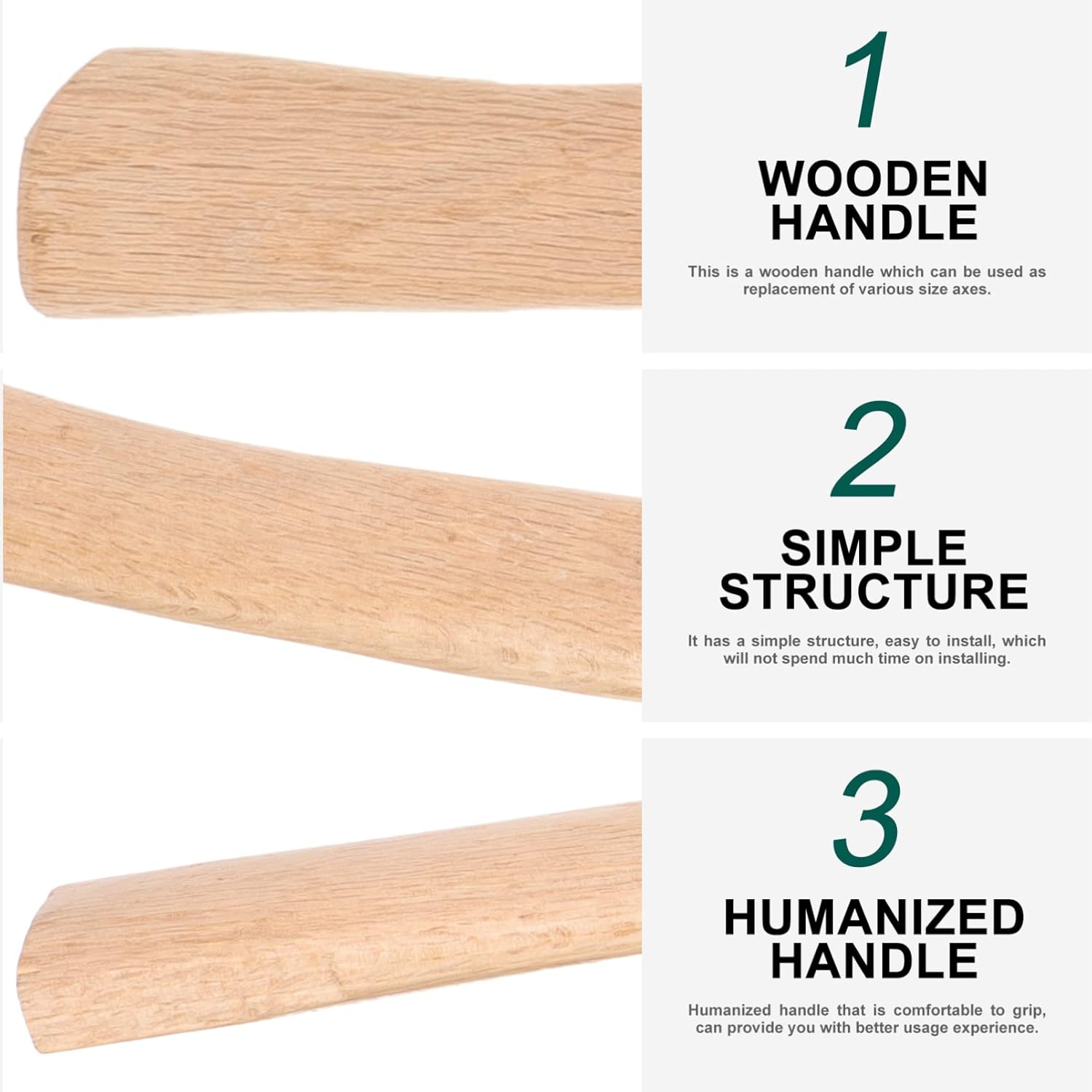 Mobestech Wooden Axe Handle Replacement 19.5 Inch Hatchet Handle Grip for Outdoor Camping Firewood Cutting Durable and Easy Installation