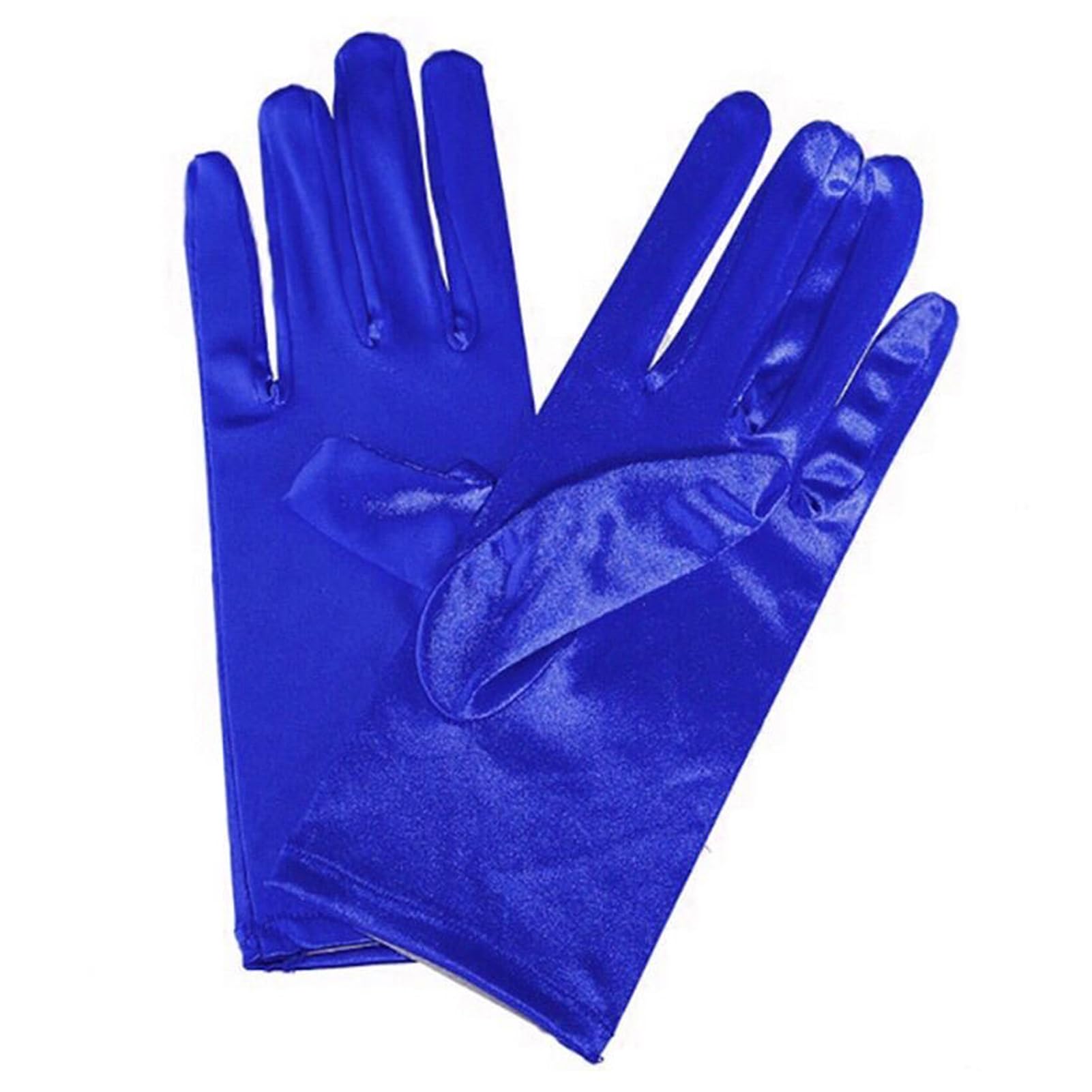Lansonee Unisex Royal Blue 1 Pair Short Satin Gloves Women's Gown Gloves Vintage Opera Wedding Banquet Dress Glove For Party Dance