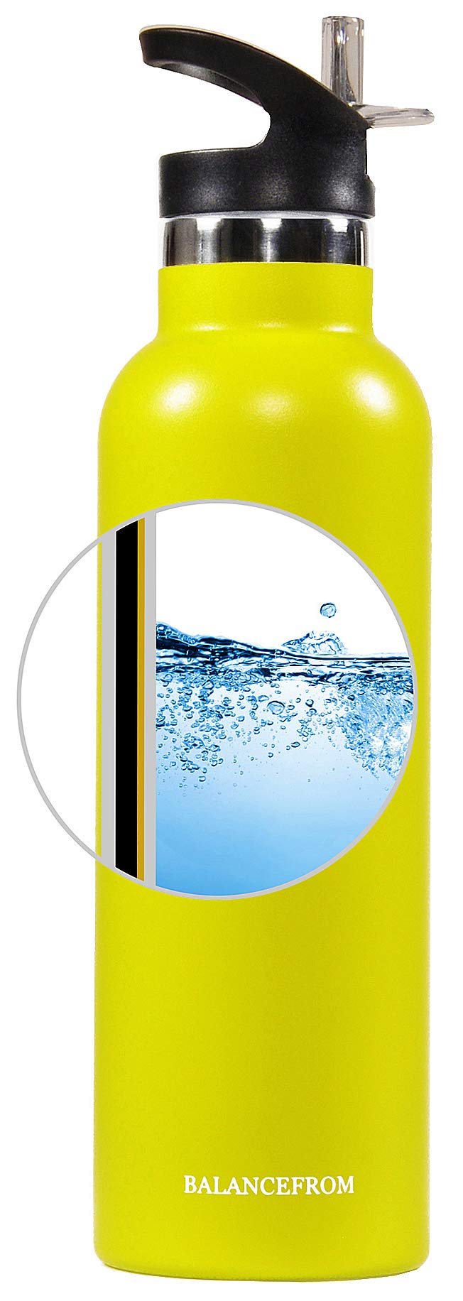 BalanceFrom Vacuum Insulated Stainless Steel Water Bottle - 3 Caps, Wide & Standard Mouth, Multiple Sizes