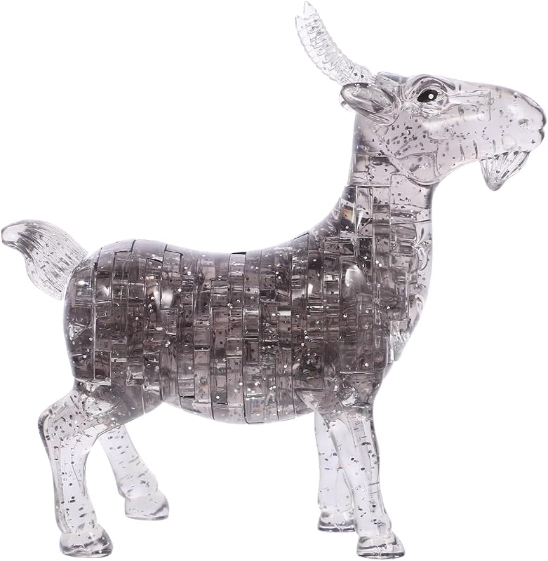 3D Crystal Goat Jigsaw Puzzle: Brain Teaser Toy for Kids 12 and Up - Self-Assembled Animal Decoration in Grey