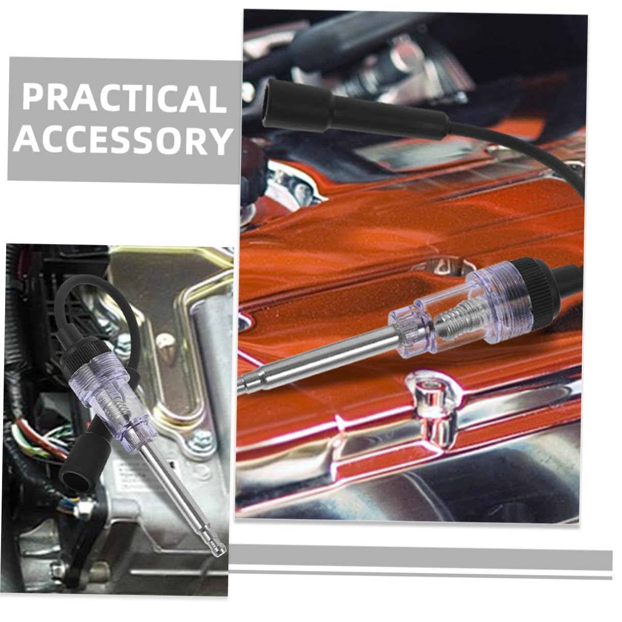 ULTECHNOVO 5 Juegos Probador De Encendido De Coche Cables De Bujía Auto Enchufar Probador Eléctrico Probador De Encendido Del Motor Probador De Chispa En Línea Black Plástico 2 Piezas X 5