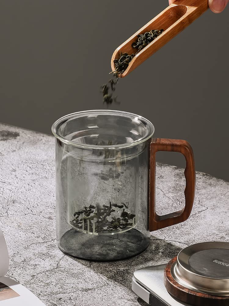 Kryształowy kubek do kawy, szklanki filiżanki do kawy/herbaty, 400 ml filtr filiżanka do herbaty woda separacja kubek ceremonia herbaty szkło żaroodporny kubek na wodę