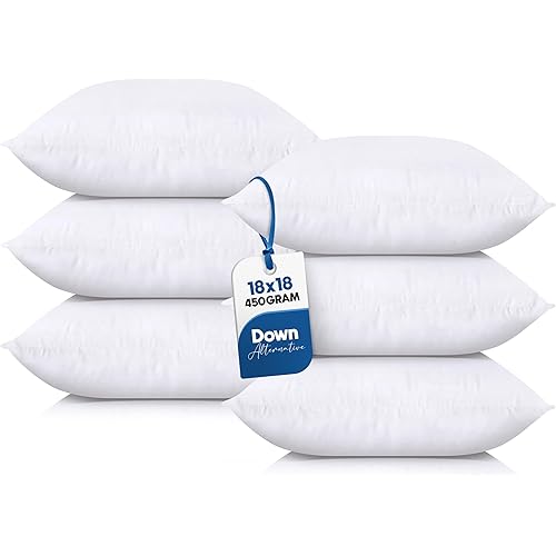 Utopia Bedding Throw Pillows (Set of 6, White), 18 x 18 Inches Pillows for Sofa, Bed and Couch Decorative Stuffer Pillow