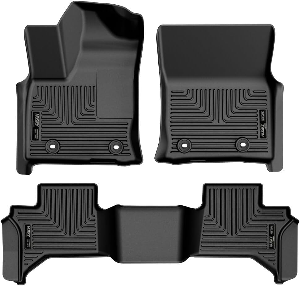 Husky Liners Weatherbeater Floor Mats | Fits 2022-2026 Lexus LX600, 2022-2024 Toyota Land Cruiser | Front & 2nd Row, 3-pc Black - 95811