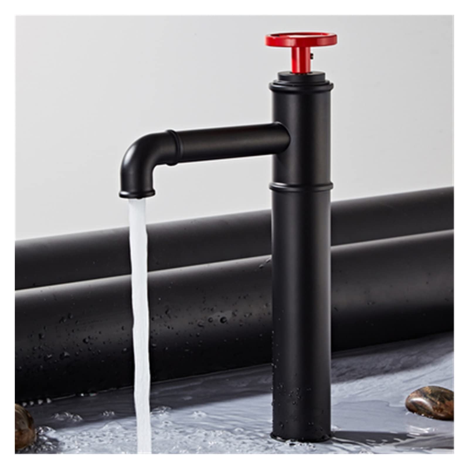 Robinet d'évier en laiton noir robinet d'eau chaude et froide pour salle de bain