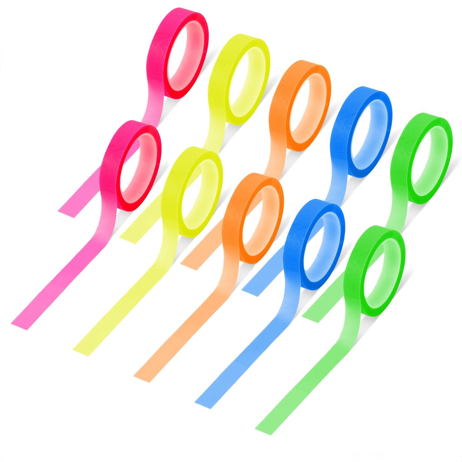 10 Rolls Removable Highlighter Tape - Colorful Fluorescent & Pastel Strips, 0.6cm X 5m, For Study & Office - View #8