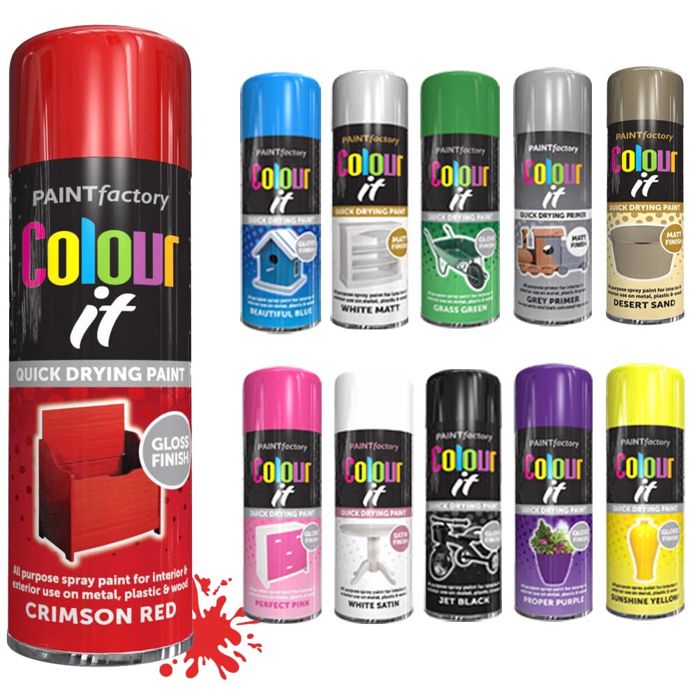Schnazz Crimson Red - 1 X All Purpose Aerosol Spray Paint 250Ml Fast Dry, Quick Drying Spray And Excellent Coverage For Wood, Metal, Plastic, Glass And More