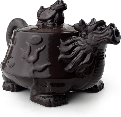Miniatura 2 de Tetera china Yixing Dragon Tortoise Auspicious Zisha Gongfu Tetera para té suelto (negro)