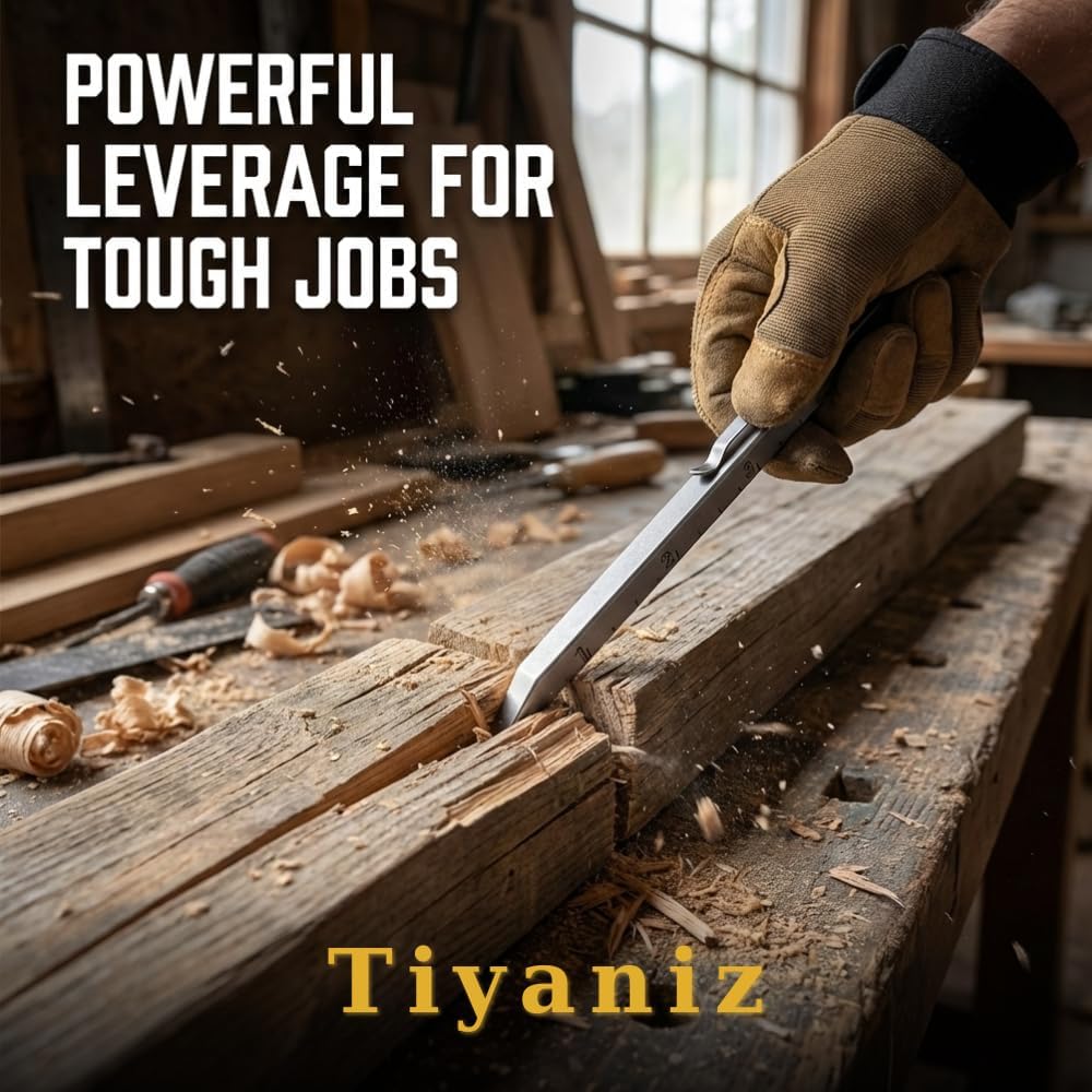Titanium Pocket Pry Bar 5 Inch Built-In Ruler Stainless Pocket Clip EDC Keychain Small Pry Bar Mighty Bar Style Camping & RV Pry Tool EDC Gear by TIYANIZ