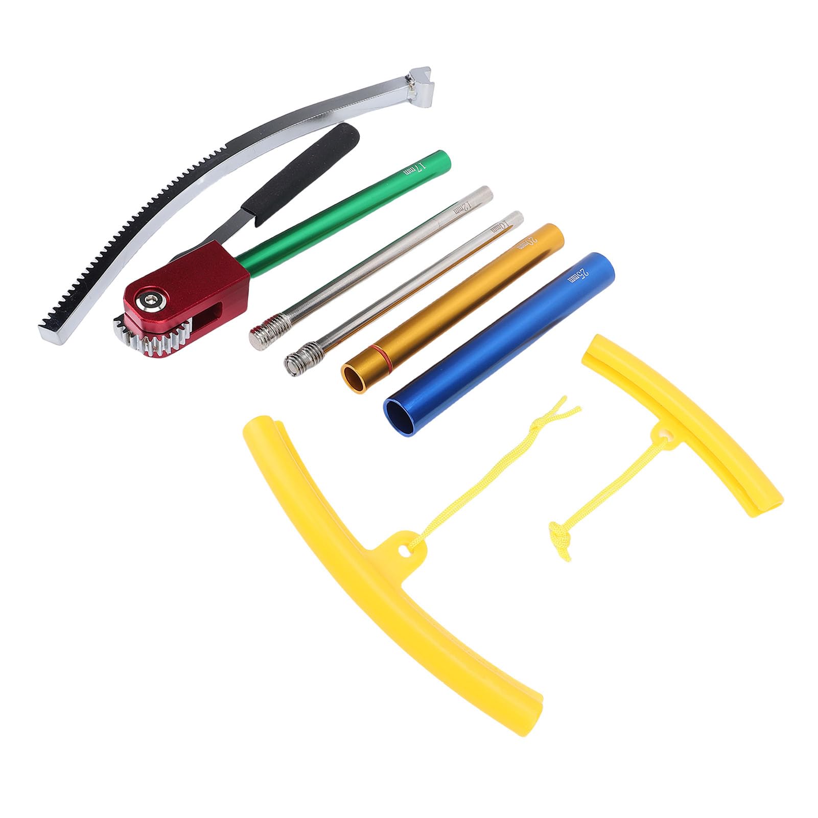 Kit di Attrezzi per Gomme Compatto per Moto Smontagomme in Acciaio per Bici da Cross per Ruote da 16 a 21 Pollici Assi da 15 17 20 25 Mm Portatile Pieghevole per Tecnici e Principianti
