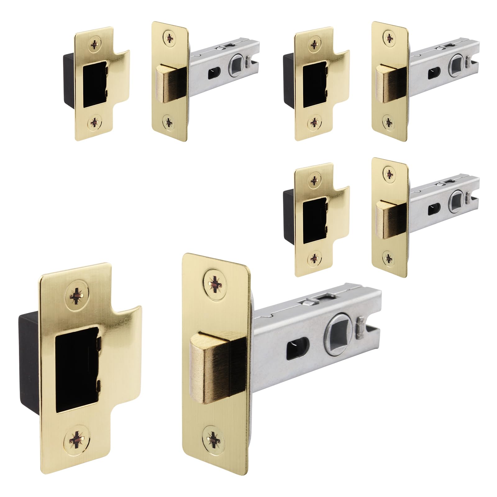 EAI Brass Tubular Door Latch for Internal Doors - 2.5 Inch / 64mm - Pack of 4 Satin Brass Tubular Mortice Latches
