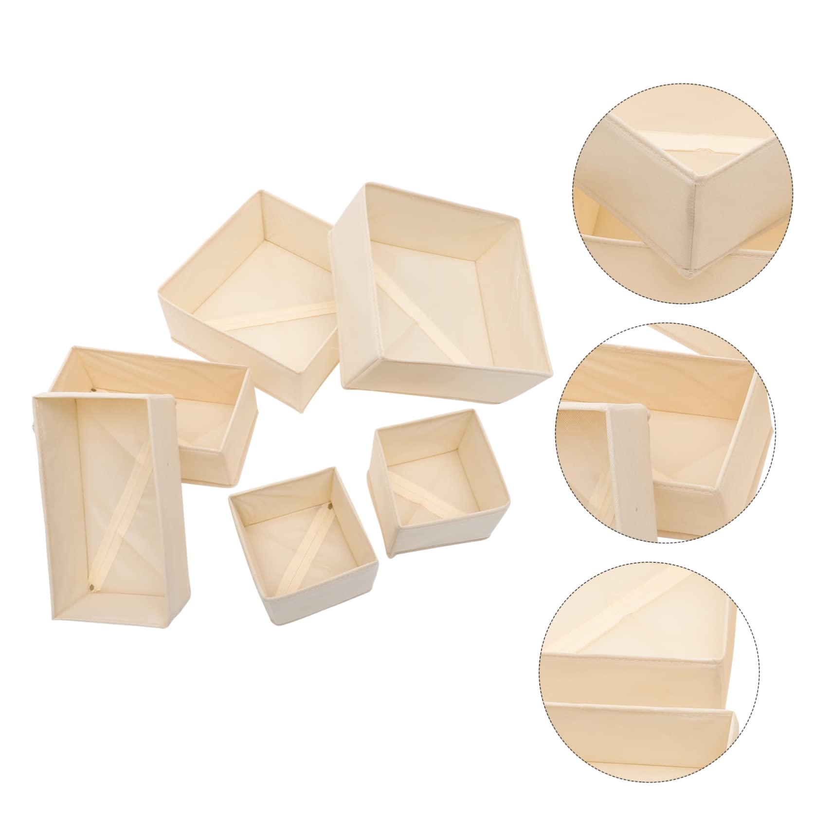 6 Stück Unterwäschebox in Beige mit Pp Platte und Reißverschluss