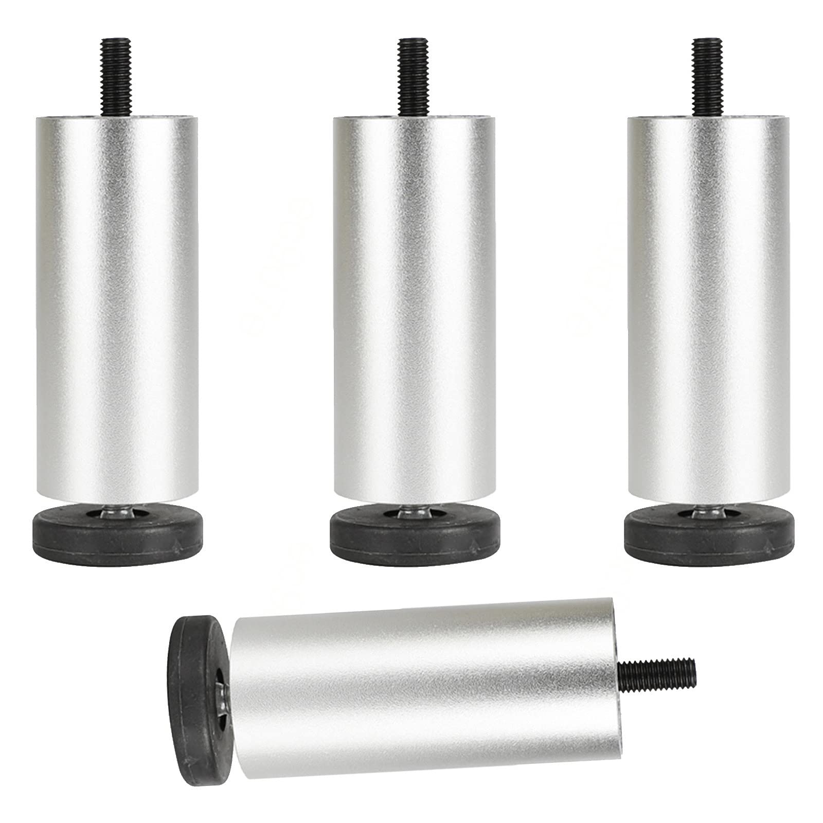 Pxzybd Silver Furniture Leg M8 Bolt,Table Legs Metal,Height Adjustable Furniture Feet,Desk Legs,Replacement Furniture Leg 6Cm 8Cm 10Cm 12Cm 15Cm 18Cm 20Cm 25Cm,4 Pcs,For Bathroom Kitchen,-18Cm/7.08In