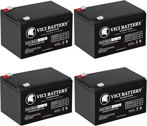 VICI Battery VB12-12 - Batería de repuesto para UPS APC SUVS650 BP1000 RBC6 de 12V 12AH F2 - Paquete de 4 Producto de la marca