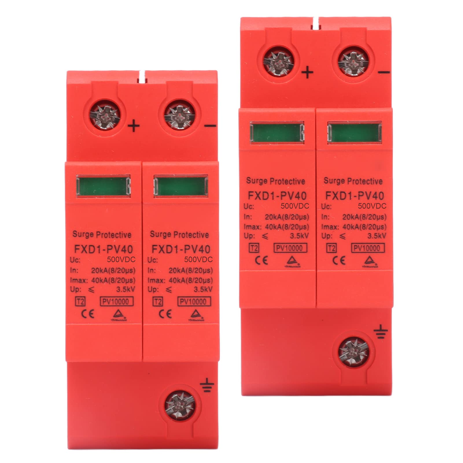 2P Protective Devices 2pcs 2P Protective Devices 40KA DC Photovoltaic Arrester with Remote Protectors (DC 500V)