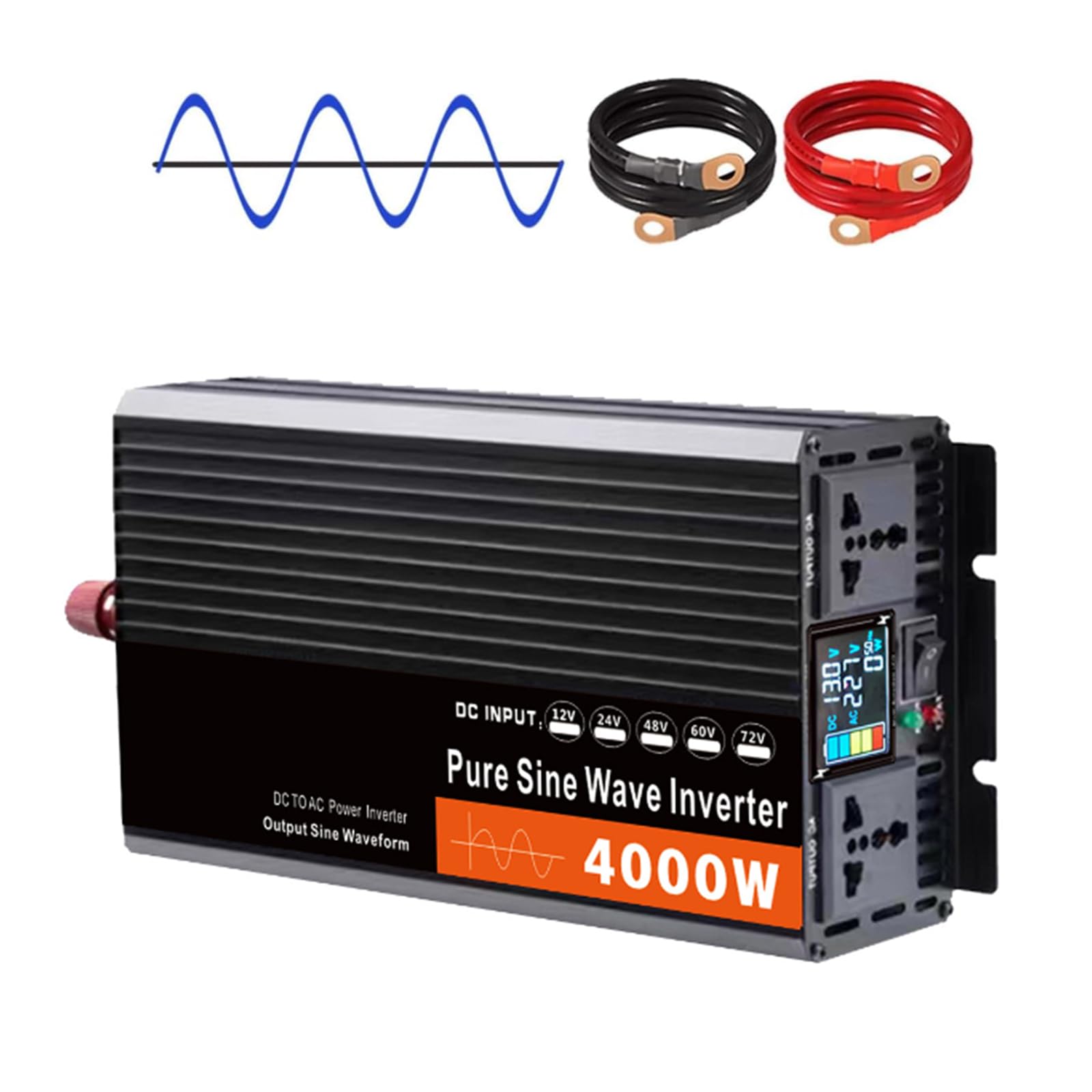 Inverteur de puissance 72v 220v pure sinus 4000w convertisseur 12v 24v 48v transformateur auto