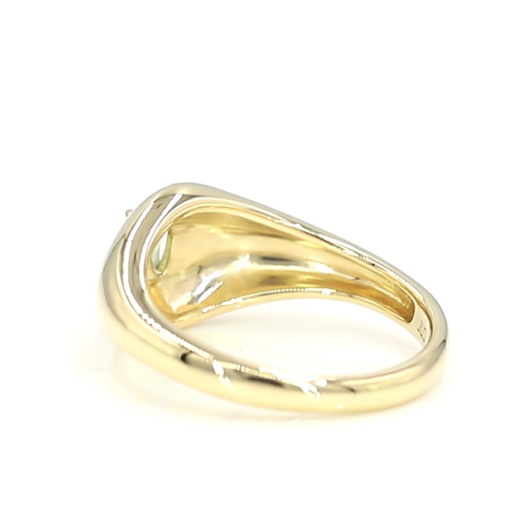 Cavill Grüner Tansanit Ring 0,17 ct in 375er Gelbgold, Ovalschliff-Edelstein aus Tansania, Goldring mit natürlichem grünem Edelstein, Perlenfassung, klassisch-schlicht, Gelb