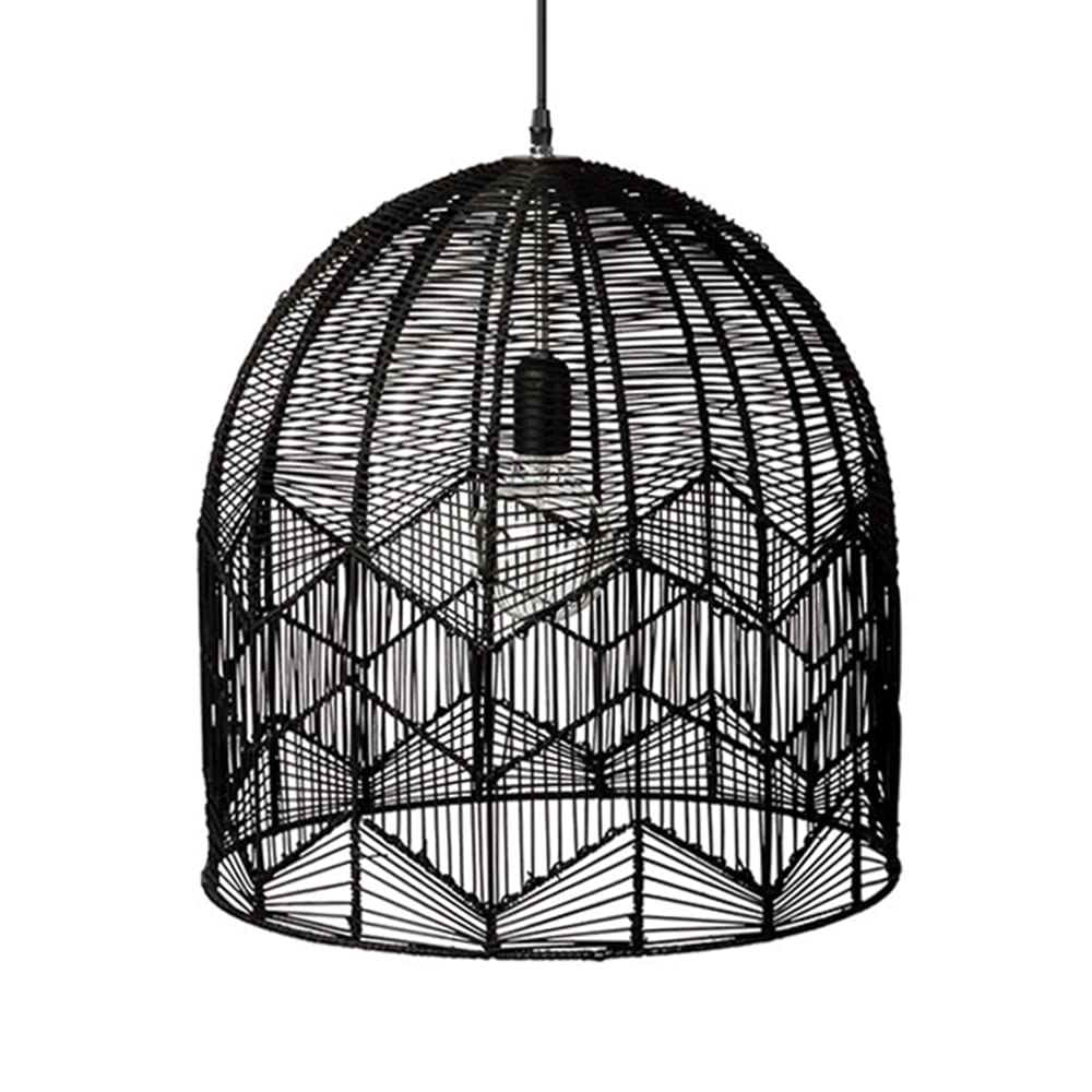 Czarna Lampa Wisząca W Kształcie Cylindra Romantyczna Lampa Wisząca Z Czeskiego Rattanu Rustykalna Tkana Lampa Wisząca Oprawa Sufitowa Do Salonu Sypialnia Restauracja Kawiarnia Bar Jadalnia