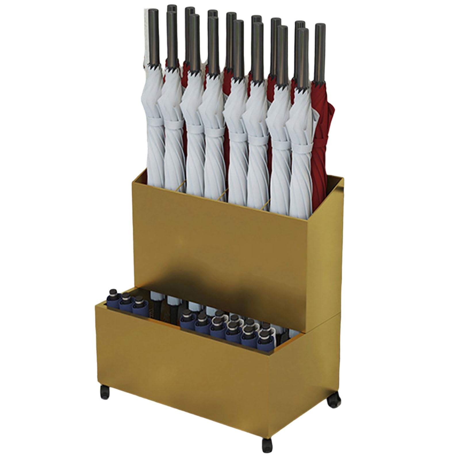 Porte-parapluie de grande capacité en métal robuste pour entrée sans flaques