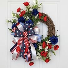 250th Anniversary Patriotic Wreath for Front Door,4th of July Decorations Outdoor,17.7'' American Flag Burlap Wreath,Round,Fabric,Handcrafted Farmhouse Decor, Memorial Day Outdoor Decor Color1