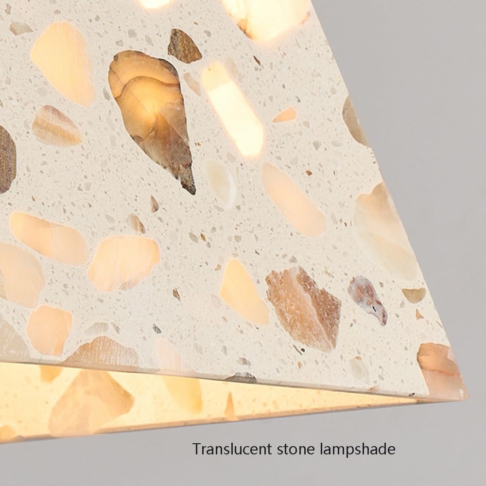 Suspension En Pierre Translucide, Lampe Suspendue Pyramidale Dorée E26
