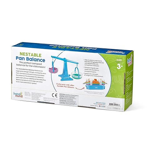 Miniatura 7 de hand2mind Balanza de Bandeja Anidable Azul, Báscula de Equilibrio Doble Transparente para Niños, Báscula de Peso para Líquidos y Sólidos, Fácil de