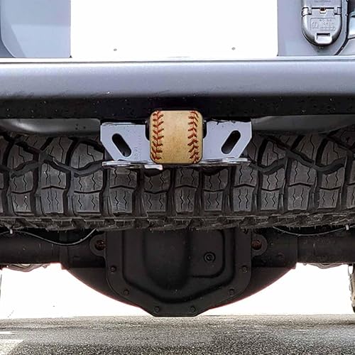 Miniatura 6 de Beabes Fundas de enganche de remolque de béisbol, grunge deportivo de cuero desgastado, cubierta de enganche de remolque de 2 pulgadas, tapa de