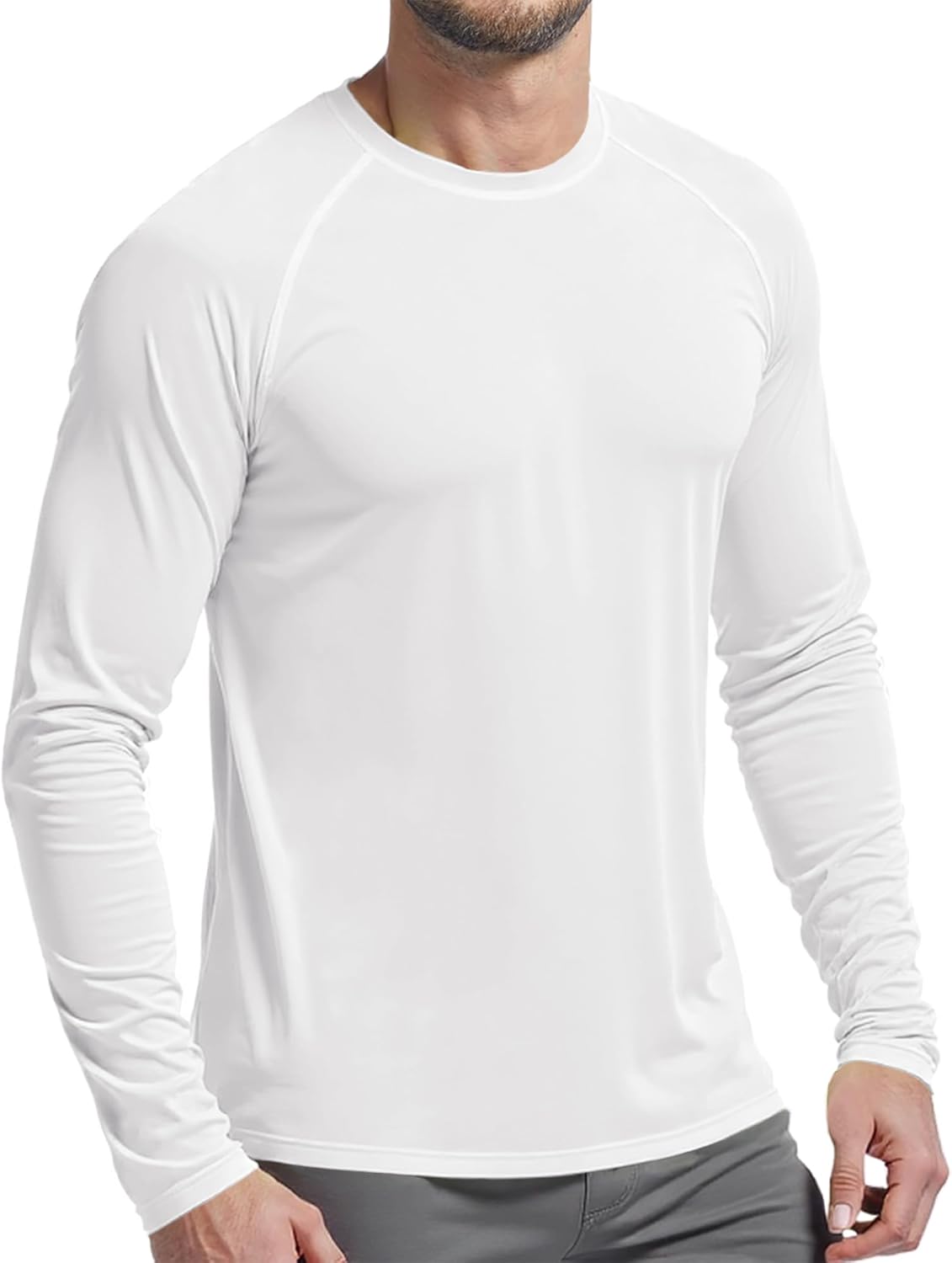 Mens UPF 50+ UV Sun Protection Shirts Outdoor Long Sleeve SPF Rash Guard for Fishing Hiking Swim Running