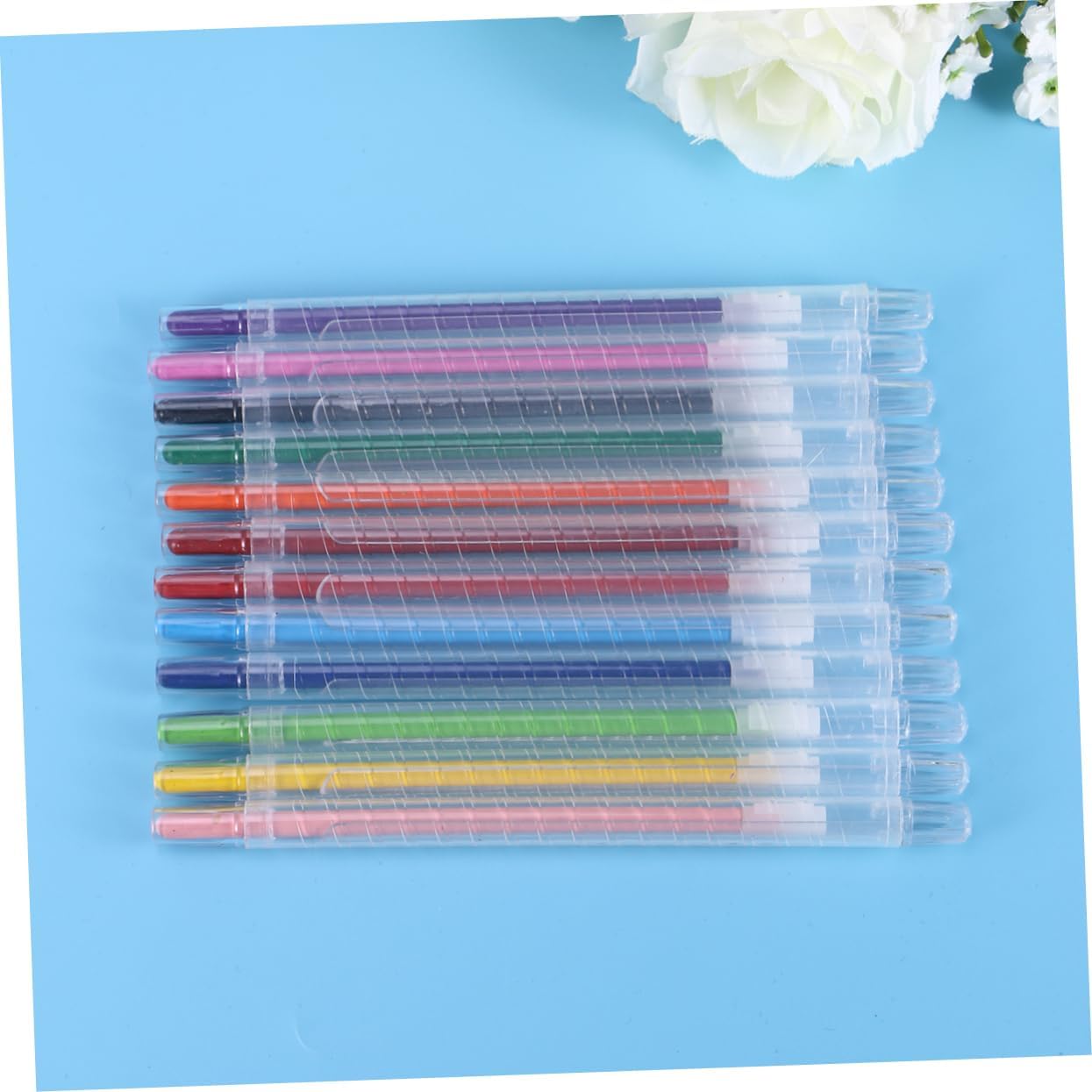 TEHAUX 12Pcs Rotating Crayons Colors Pastels for Easy Drawing Convenient for School Art Class Fun and Durable Crayons for Boys