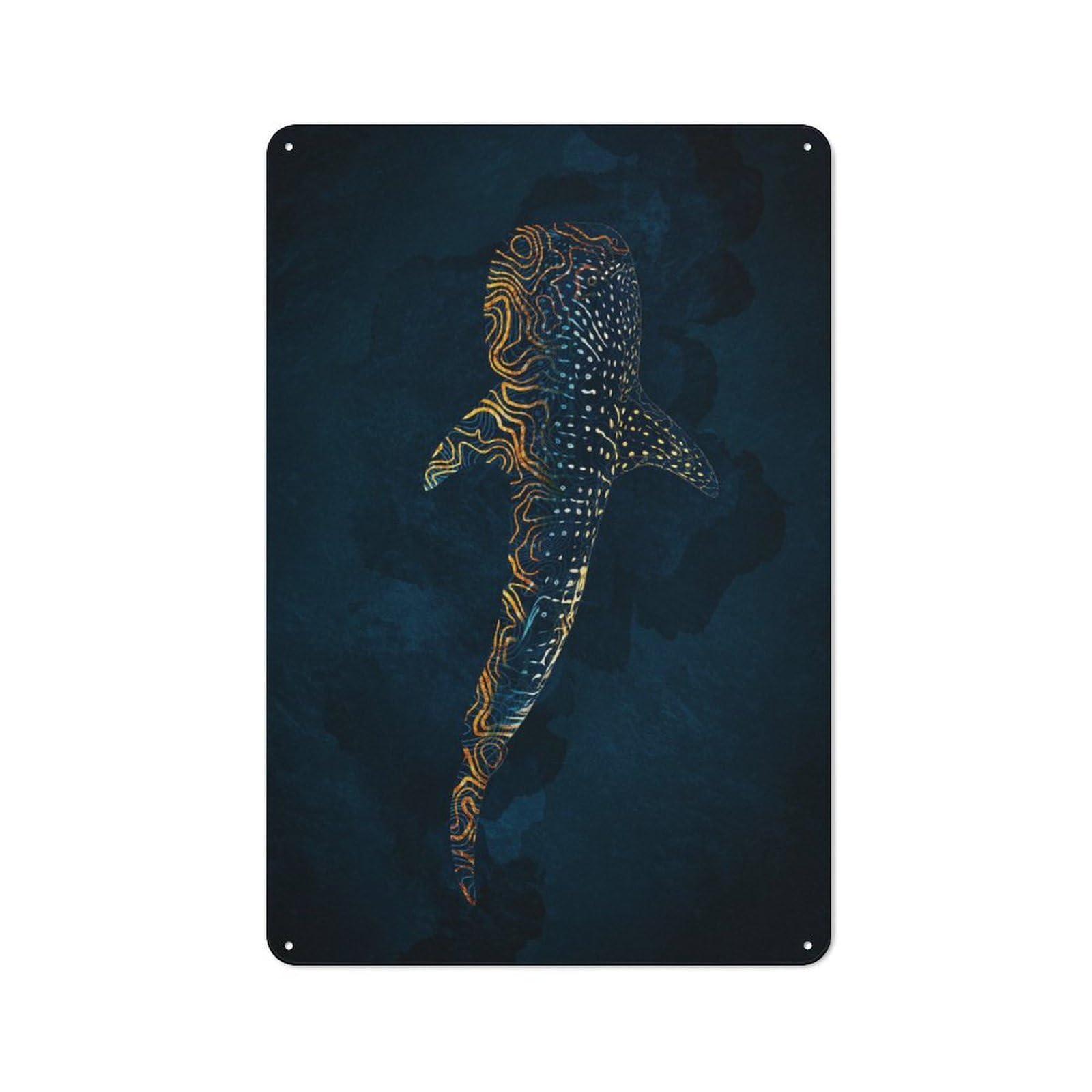 Junmoney Style-14 Whale Shark Art Print Vintage Metal Sign 30X20cm For Guest Room Or Hallway, Suited To Guest Room Decorators