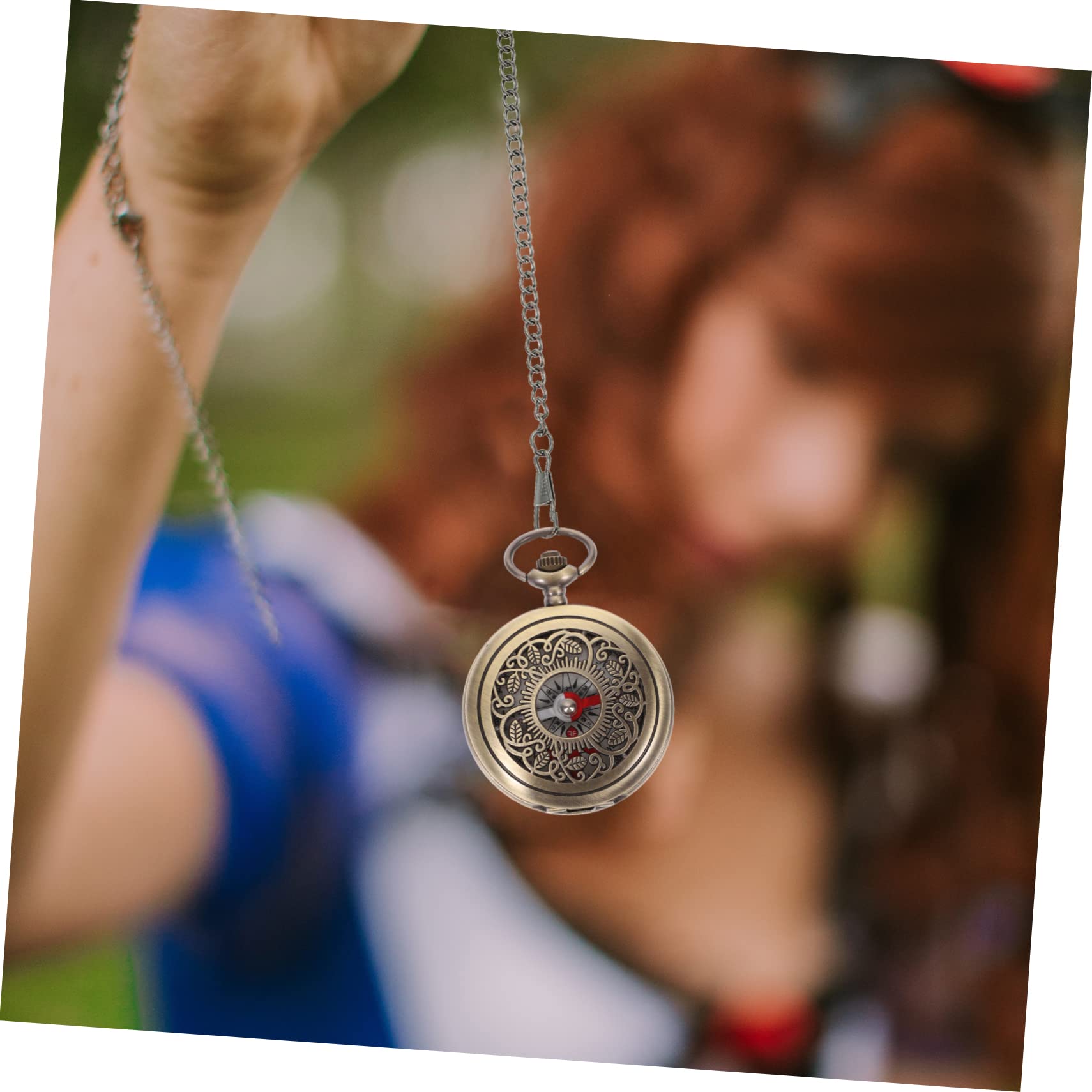 Yardwe bussola per orologio da tasca navigazione con bussola meridiana a clip gruppo musicale adorn orientamento decorazione della accessorio da campeggio Acrilico Golden