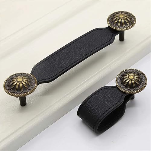 Miniatura 10 de 6 manijas de cuero blanco vintage para cajón, para maleta, armario, gabinete de vino, caja de madera, herrajes para muebles