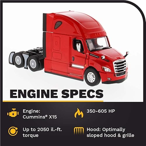 Miniatura 3 de Freightliner Cascadia Sleeper Cab Truck Tractor Red 150 Modelo Diecast Masters 71029