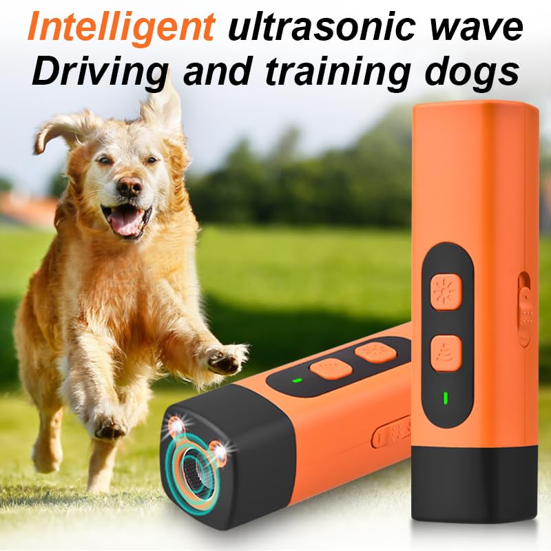 KOLGEIKJ Anti Bell Gerät Hunde, Ultraschall Hundeabwehr mit 3 Einstellbaren Frequenzen LED-Taschenlampe, Wiederaufladbar Antibell Ultraschall Gerät, Hunde Bellen Stoppen für Kleine Große Black