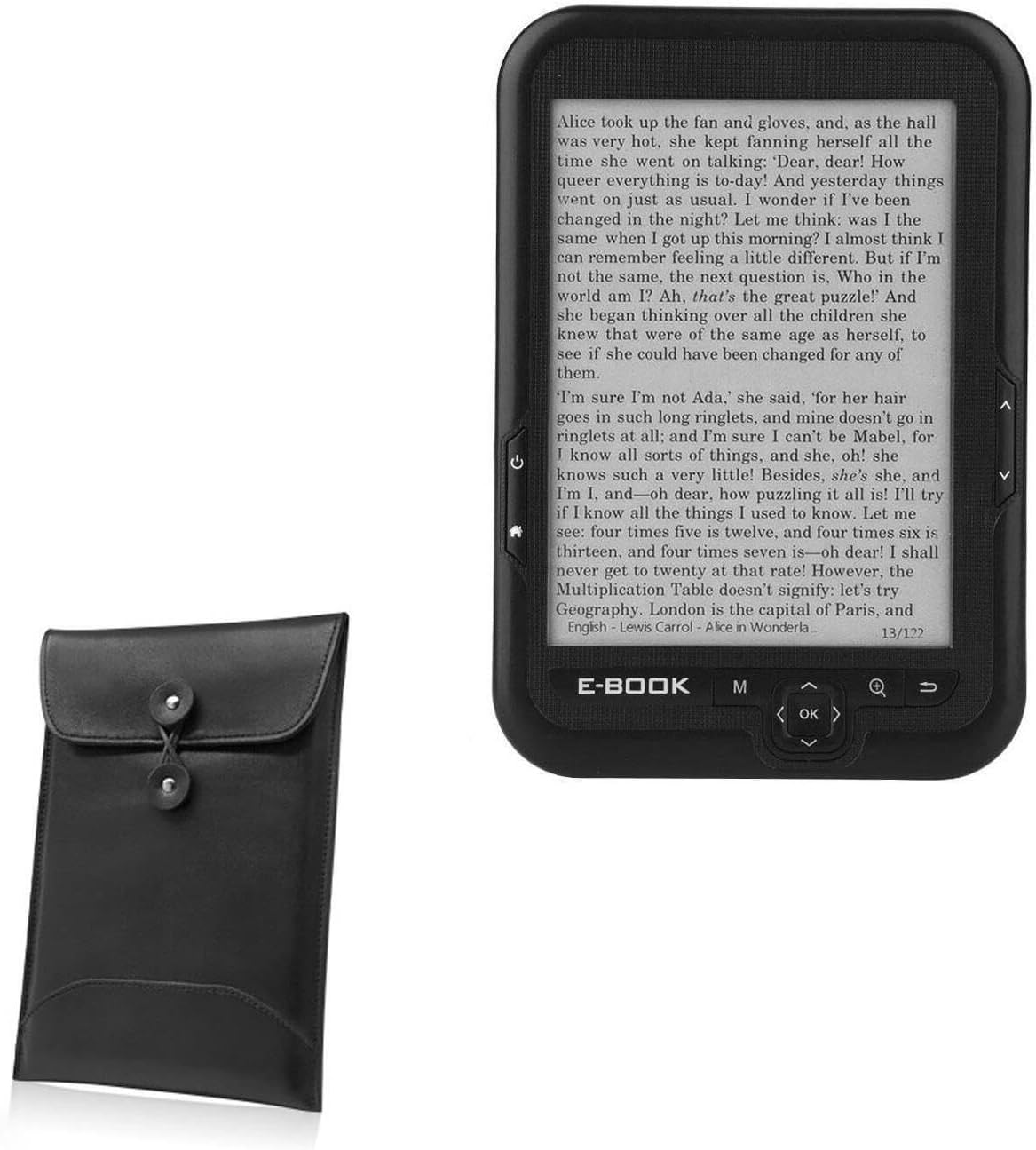 BoxWave Case Compatible with Hakeeta E-Reader (6 in) - Nero Leather Envelope, Leather Wallet Style Flip Cover
