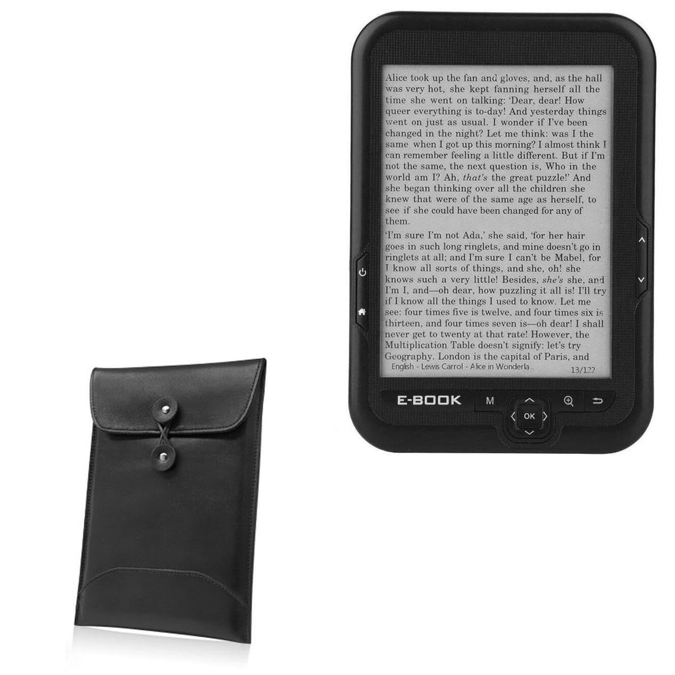 BoxWave Case Compatible with Hakeeta E-Reader (6 in) - Nero Leather Envelope, Leather Wallet Style Flip Cover