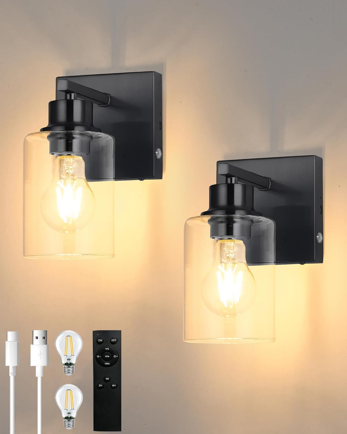 Photo 1 of Rayogale Wireless Battery Operated Wall Sconce Set (2-Pack)