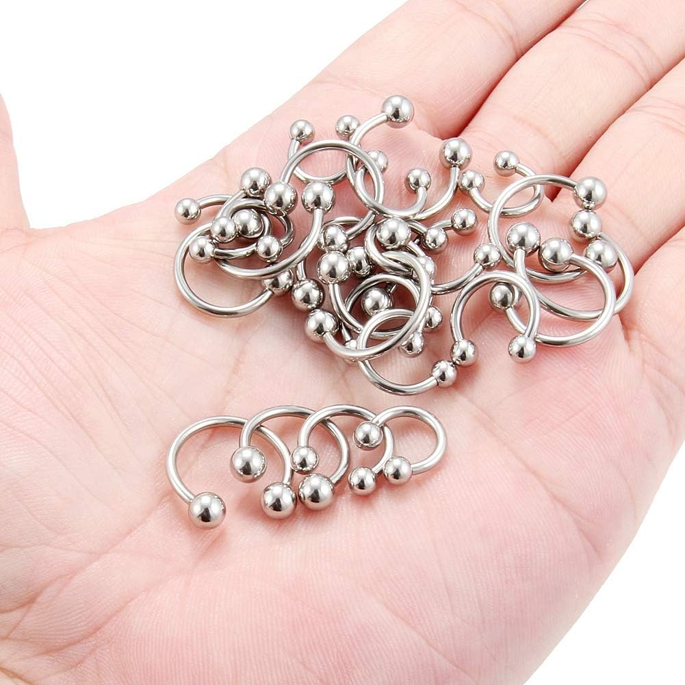 Ruifan 24-36PCS 16G 14G 12G Surgical Steel Nose Septum Horseshoe Earring Eyebrow Tongue Lip Nipple Helix Tragus Piercing Rings 6-19mm - Image 3