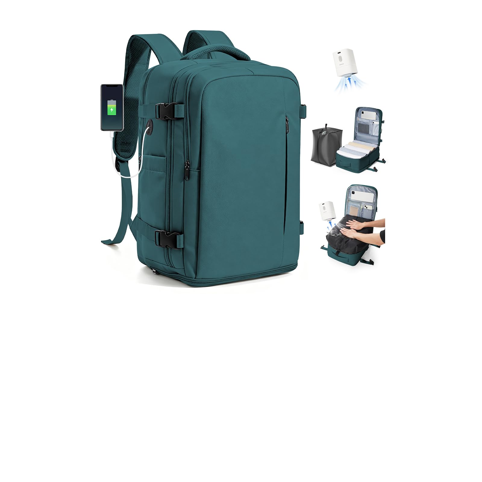 SZLX Zaino Ryanair 40x30x20 Sottovuoto con Pompa Zaino Ryanair 40x20x25 Donna Zaino da Viaggio Wizzair Bagaglio a Mano Uomo per Laptop da 14 Pollici Borse da Cabina 45x36x20 Easyjet con Porta Scarpe