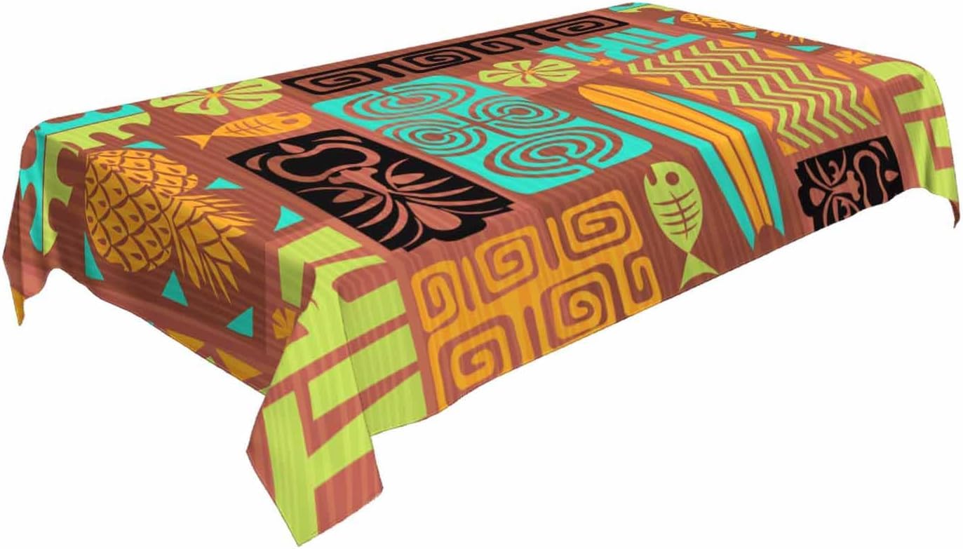 Tovaglia Antimacchia 300x140 cm Rettangolare Geometria Africana Tovaglie Impermeabile 3 Metri Copritavolo Poliestere Protezione Tavolo Esotico, per Feste (12-14 Posti) a-4678
