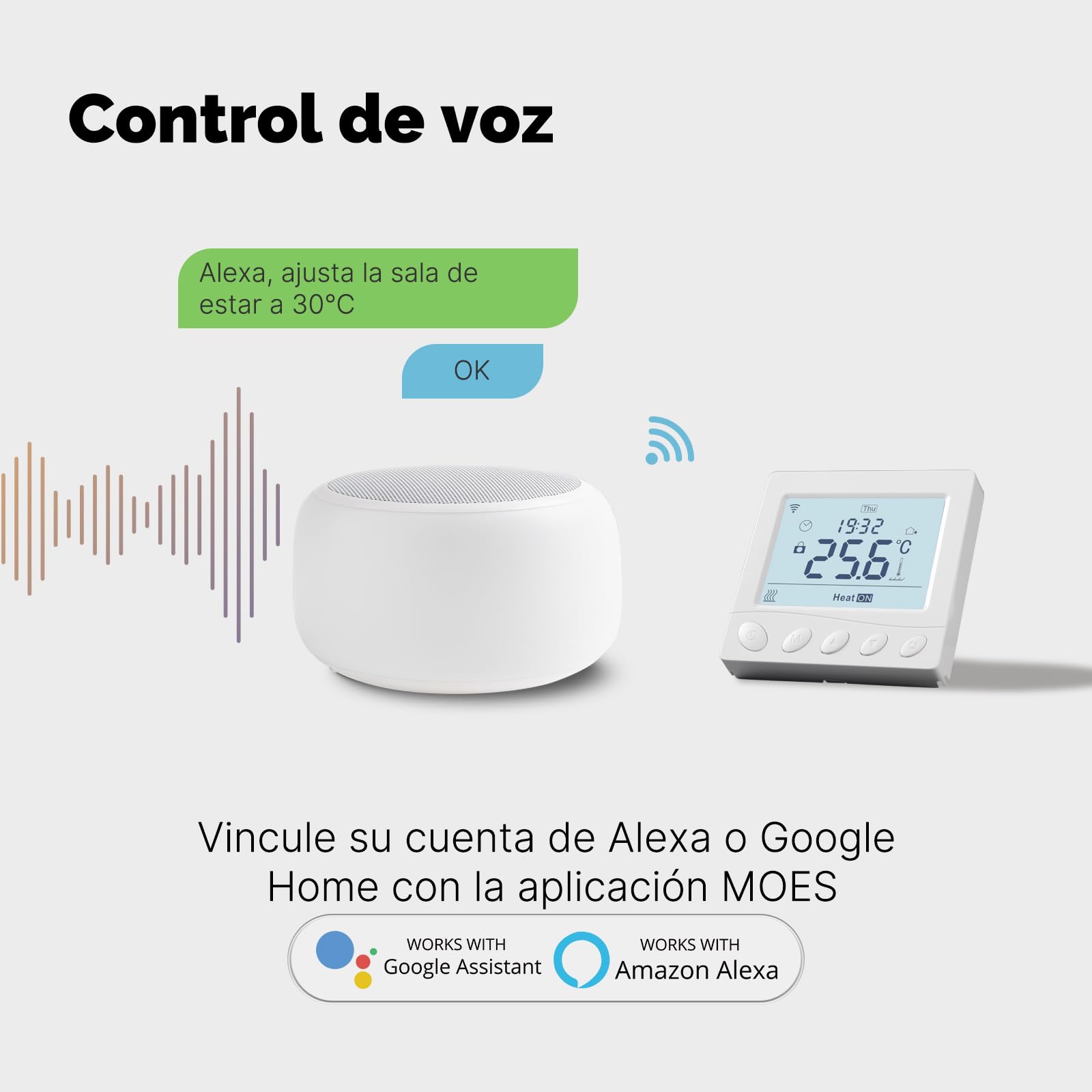 MOES Termostato WiFi Controlador de Temperatura Ambiente programable para C | aldera de Gas Temperatura Humedad Tuya/Smart Life App Control inalámbrico Alexa/Google Home