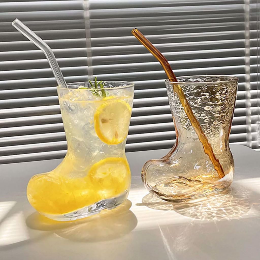 Taza Divertida Con Forma De Trasero - 450 Ml, Vidrio Borosilicato, Incluye Pajita Y Cepillo, Transparente