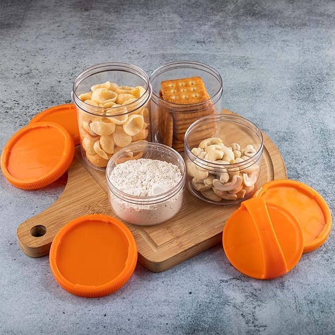 Image of Stackable Snack Storage Container - 4 Layer Portable Food Storage Jars with Lid | Nut Box | Protein Powder Container | Portion Control Kitchen Organizer for Snacks, Spices, Baby Food