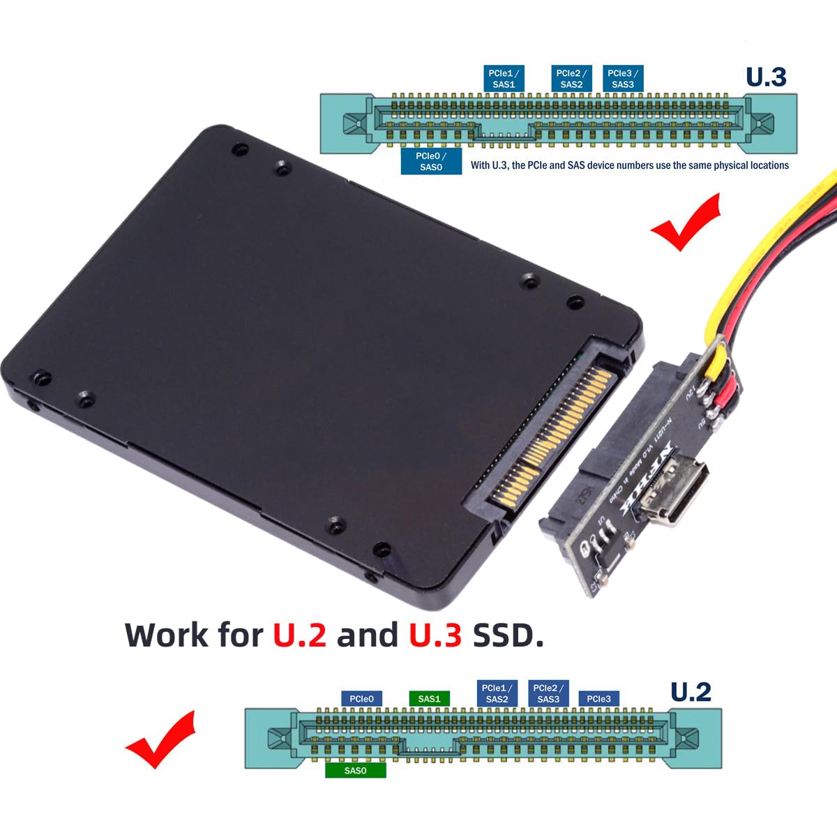 SFF-8611 Oculink żeński SFF-8612 do U.2 U.3 SFF-8639 NVME PCIe PCI-Express SSD adapter do płyty głównej