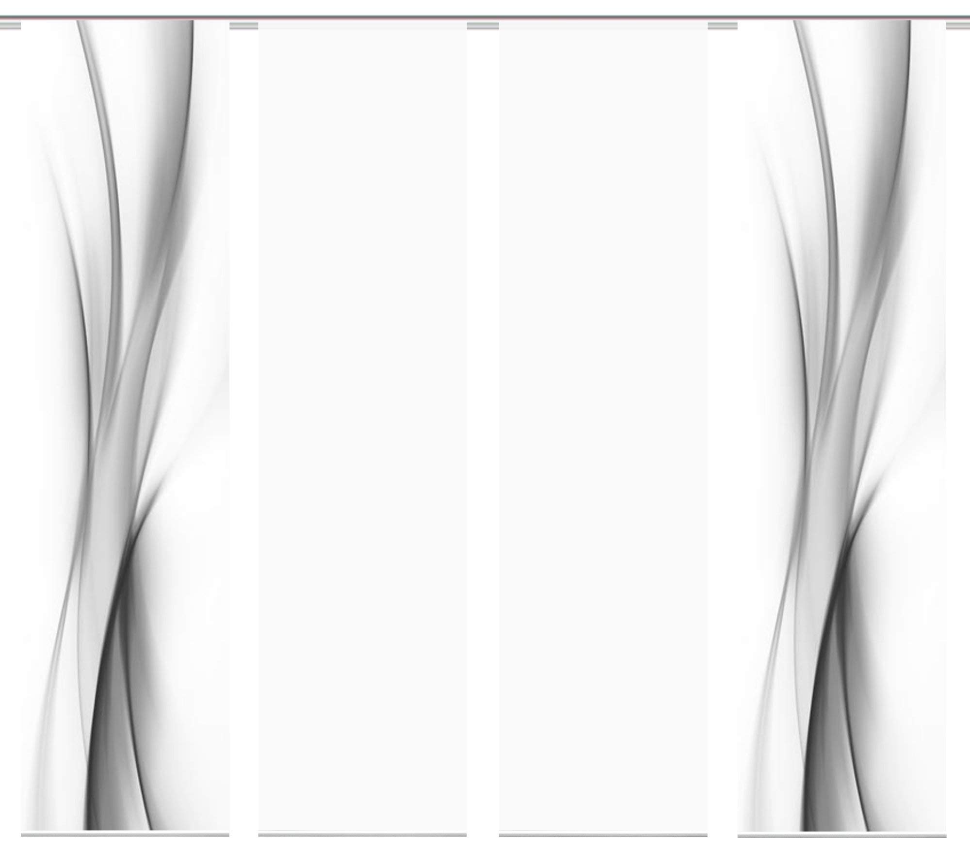 4er-Set Flächenvorhang, Deko Blickdicht, UFA, Höhe 245 cm, 2X Dessin /2X Uni transparent, Fb. grau/weiß