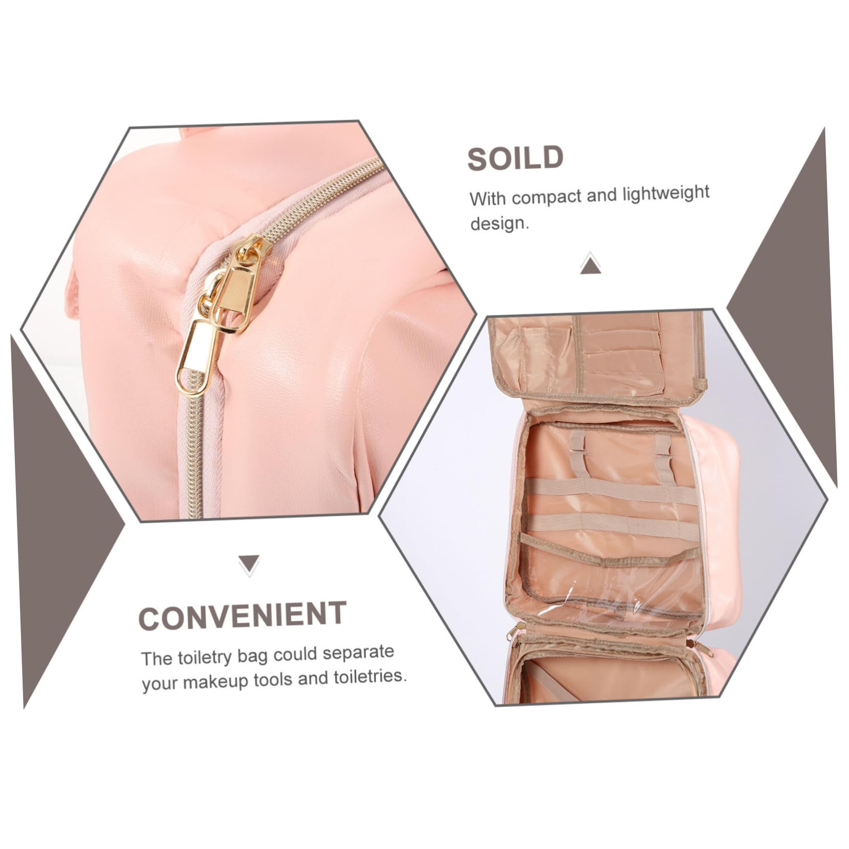 Borsa da Toilette Sospesa Multiuso da Viaggio in Pelle Pu Rosa | Capienza Ampia, Scomparti Multipli e Tasche, Manico Pratico, Struttura Robusta per Donne e Ragazze