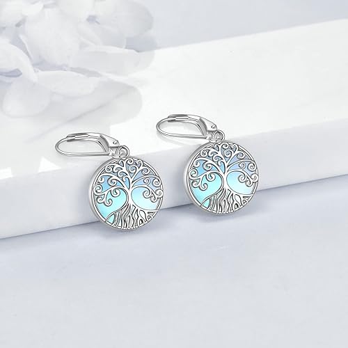 Miniatura 10 de Aretes colgantes de lágrima de plata de ley 925 con diseño de filigrana de piedra lunar para mujer, regalos de joyería