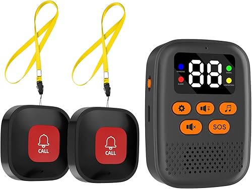 Paginador de cuidadores botón de llamada inalámbrico para ancianos, sistema de alerta médica de rango de 500 pies para personas mayores sin tarifa