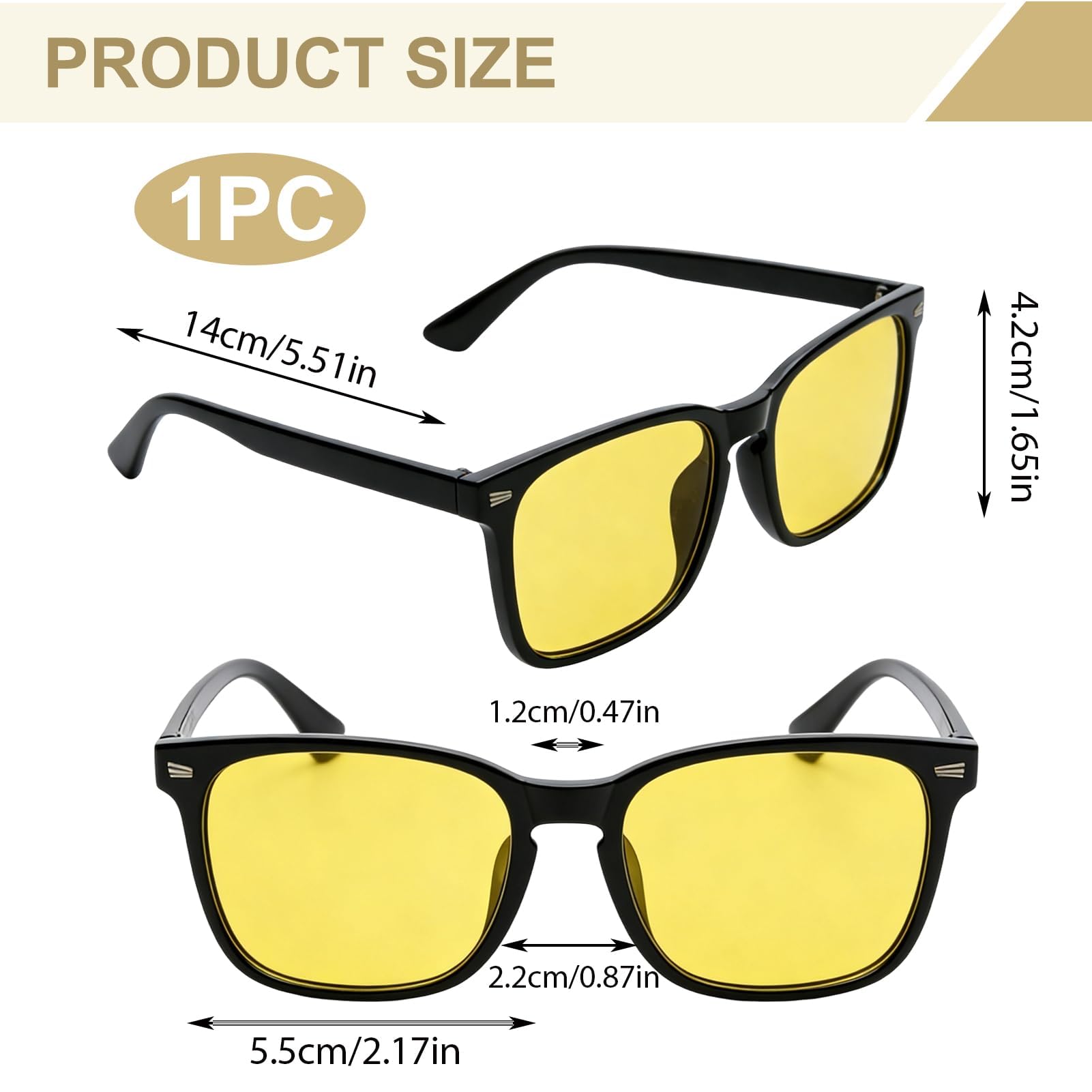 Nachtsichtbrille Autofahren, Polarisierte Nachtbrille für Herren und Damen, UV400 Schutz für Autofahrer und Brillenträger, Ideal zum Fahren, Angeln und Outdoorsport