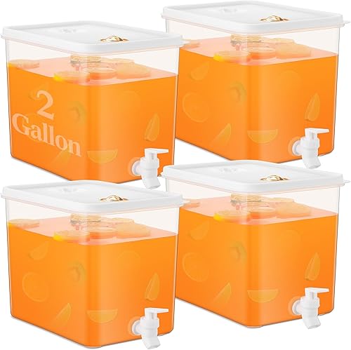 Domensi Paquete de 4 dispensadores de bebidas para nevera de 2 galones con tapa a prueba de fugas, filtro de pantalla, contenedor de jugo sellado de disponible en Yaxa Costa Rica
